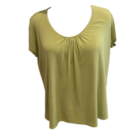 EILEEN FISHER TOPS LOT OF 2 SILK GREEN SHORT SLEEVE 1 VISCOSE CREAM LONG SLEEVE - Picture 4 of 12